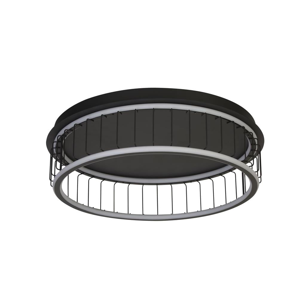 Searchlight Circolo Black Cage LED Flush Ceiling Light - 60cm