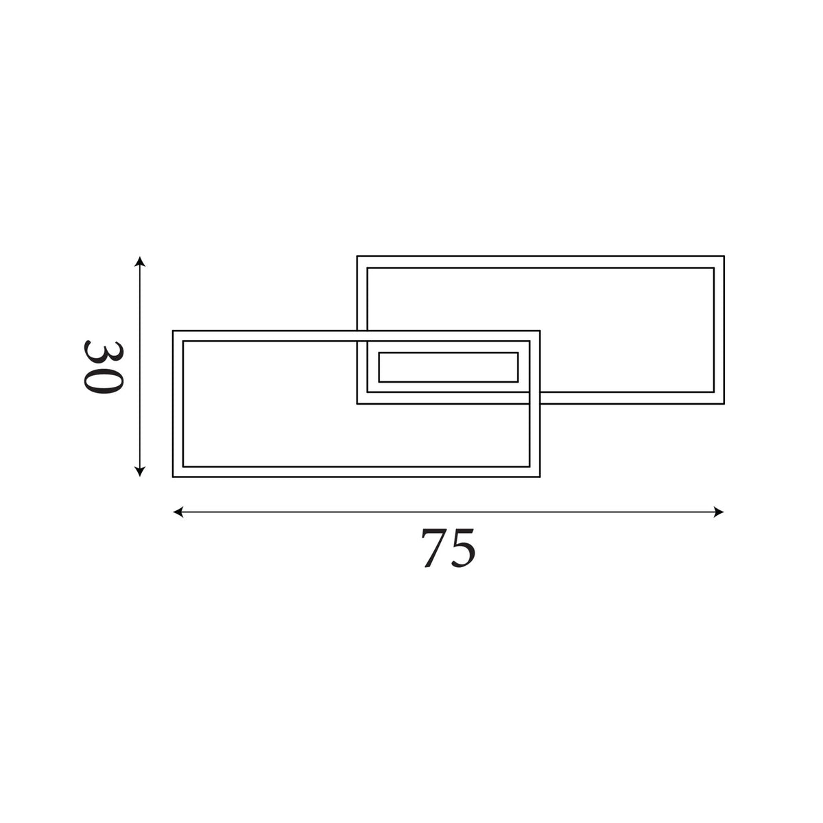 Dimension diagram of the Ovaloid, Matt Black, Flush Ceiling Light - Integrated LED with height and width in cm.