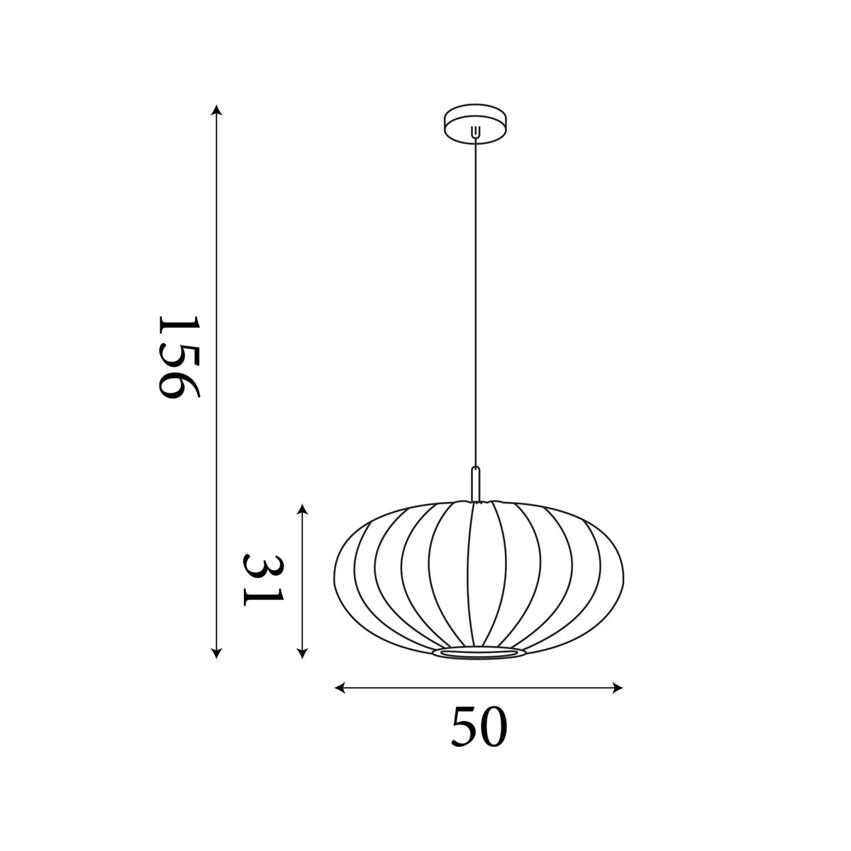 Dimension diagram of the Bonnie, Satin Brass, Pendant Light - Ivory Fabric Shade with height and width in cm.