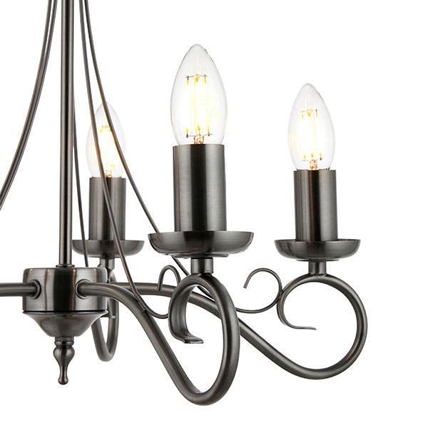 Endon Trafford Antique Silver Finish 5 Light Chandelier-Endon Lighting hallway lighting photo Tiffany Lighting Direct