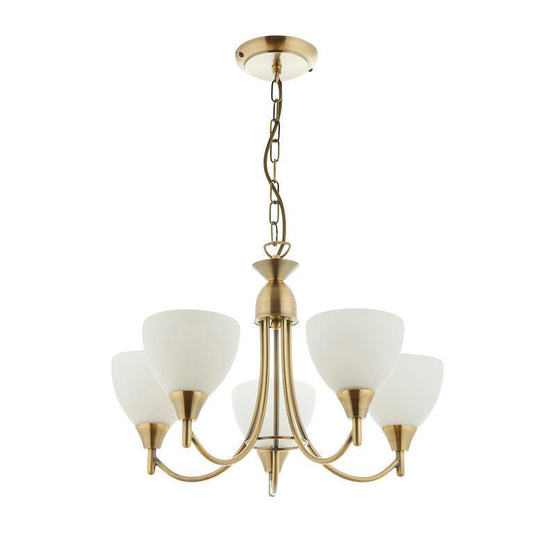 Endon Alton 5 Arm Antique Brass Finish Ceiling Pendant-WAREHOUSE-40-200326