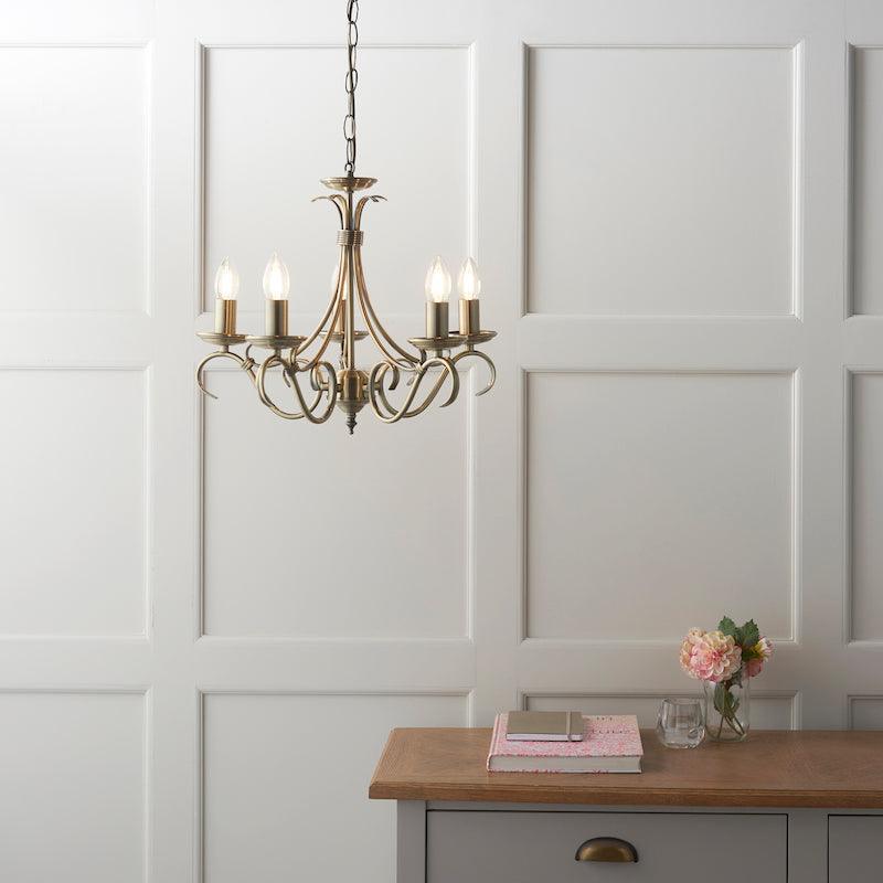 Bernice 5 Light Antique Brass Chandelier-OB-180926