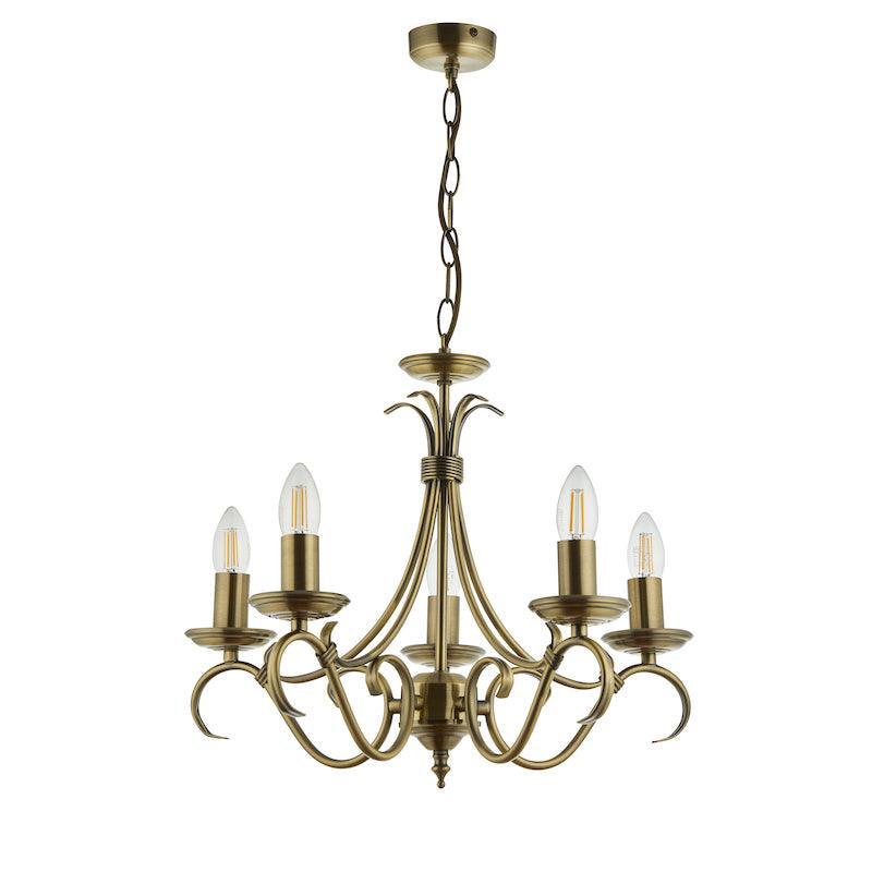 Bernice 5 Light Antique Brass Chandelier-OB-180926