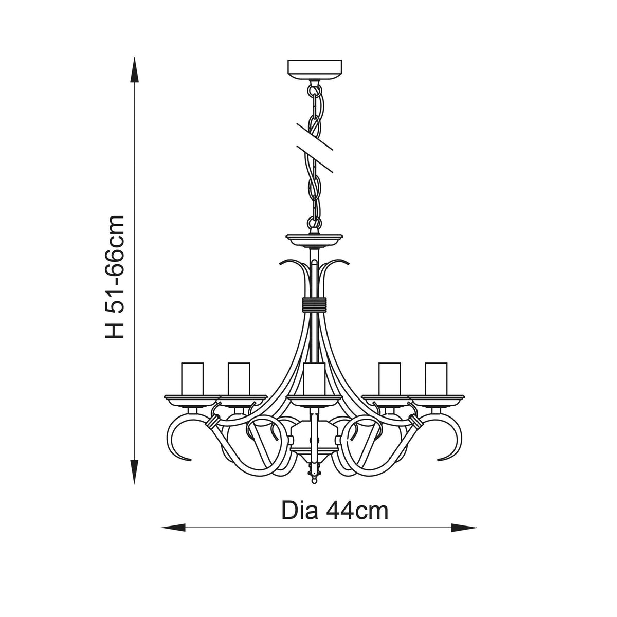 Bernice 5 Light Antique Brass Chandelier-OB-180926