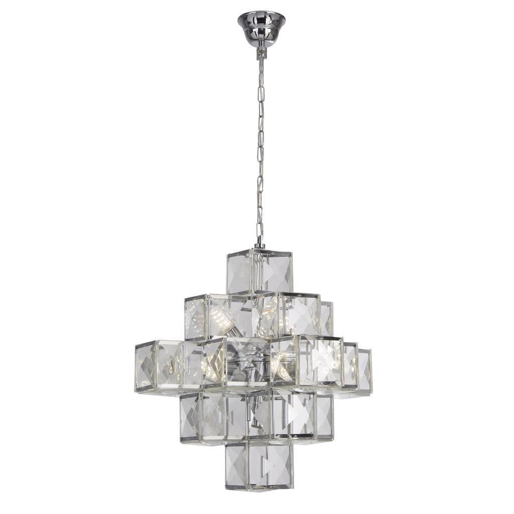 Searchlight Glacier 7 Light Chrome & Acrylic Ceiling Pendant-warehouse-180926