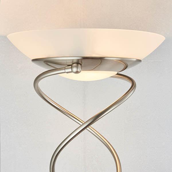 monaco satin chrome finish and opal glass floor lamp by Endon Lighting Bedroom Hero Shot