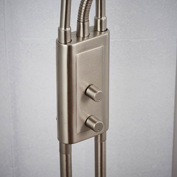 monaco satin chrome finish and opal glass floor lamp by Endon Lighting Bedroom Close Up Image