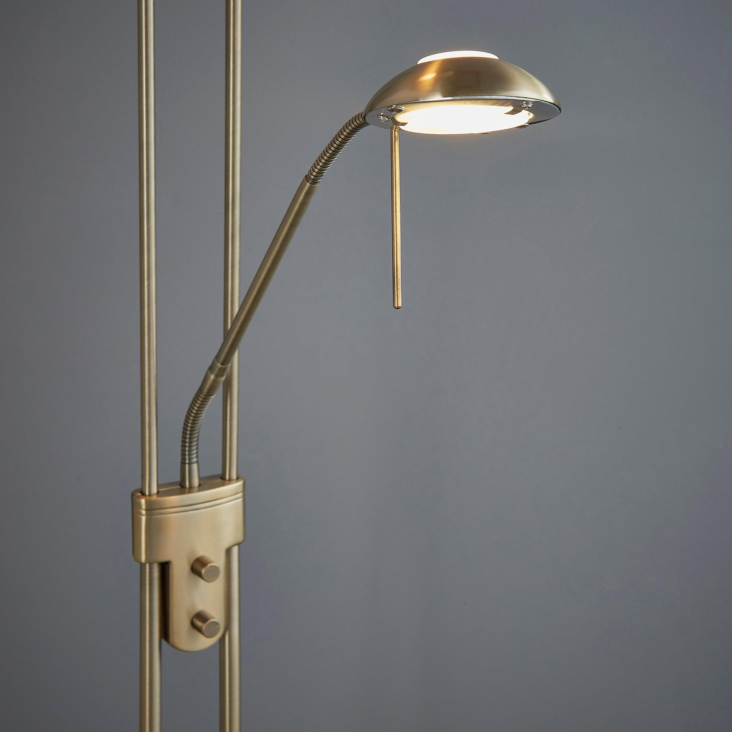rome antique nickel finish and opal glass floor lamp by Endon Lighting Bedroom Hero Shot