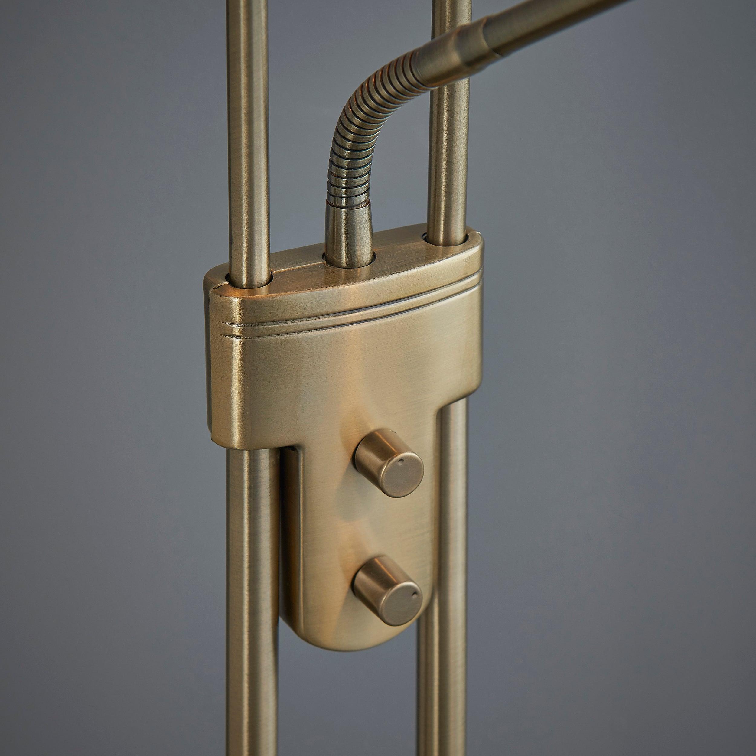 rome antique nickel finish and opal glass floor lamp by Endon Lighting Bedroom Close Up Image