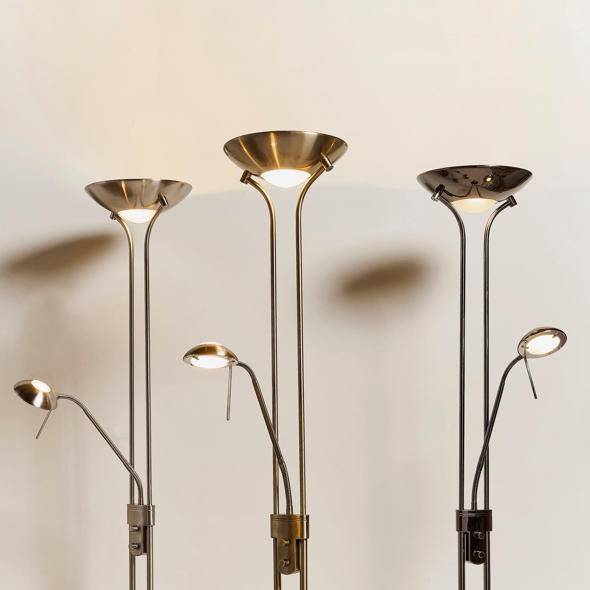 rome antique nickel finish and opal glass floor lamp by Endon Lighting Dining Room Close Up Image