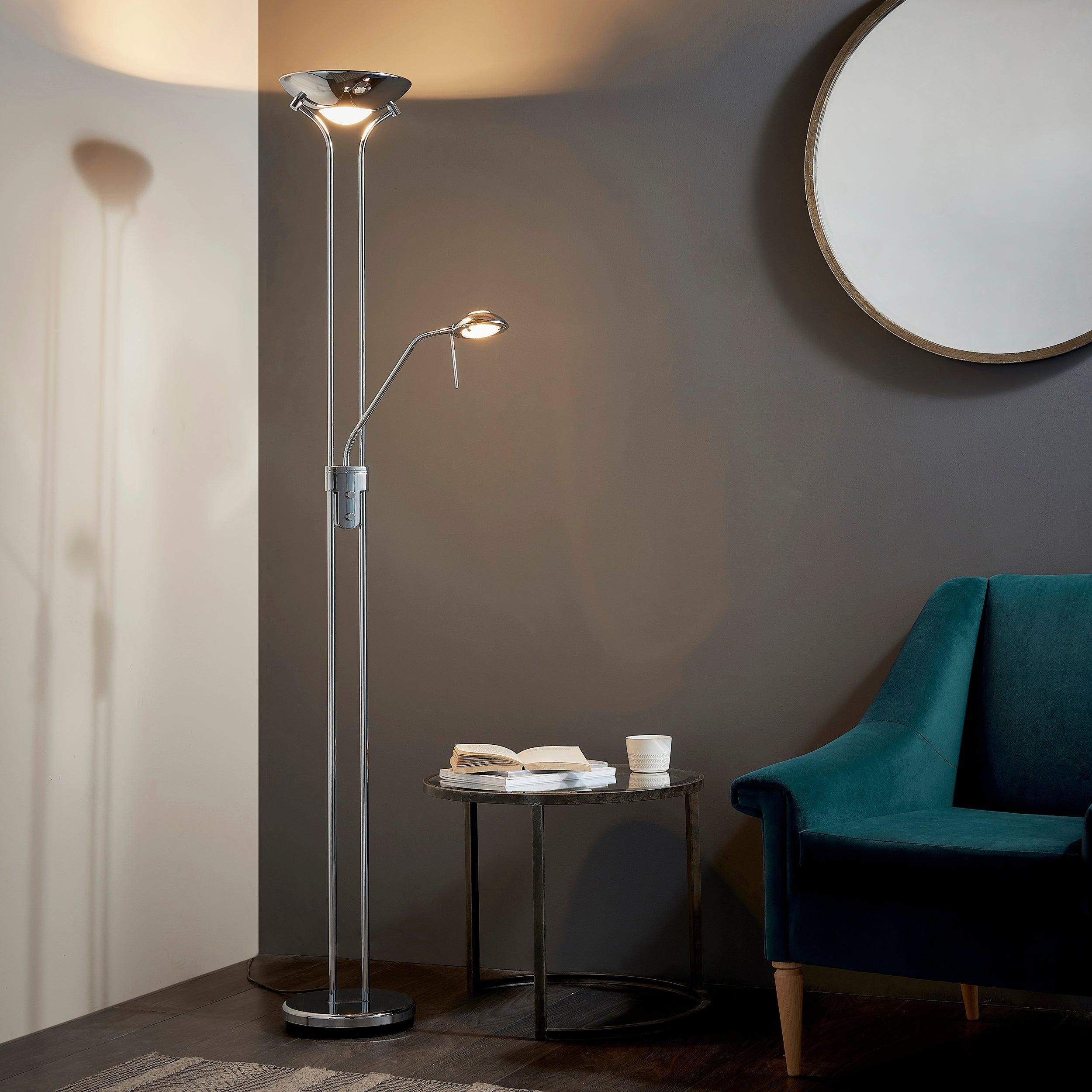 rome satin chrome finish and opal glass floor lamp by Endon Lighting Living room image