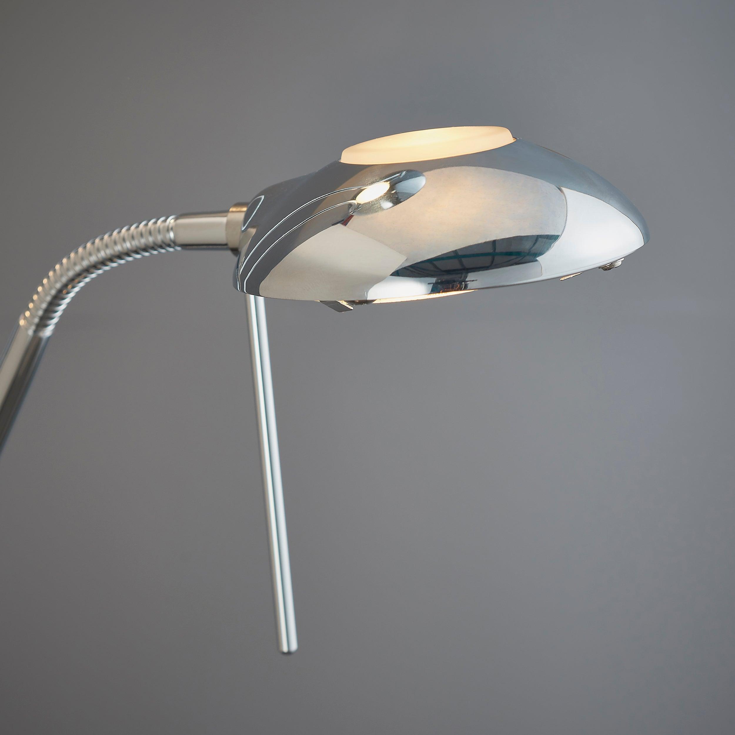 rome satin chrome finish and opal glass floor lamp by Endon Lighting Bedroom Hero Shot