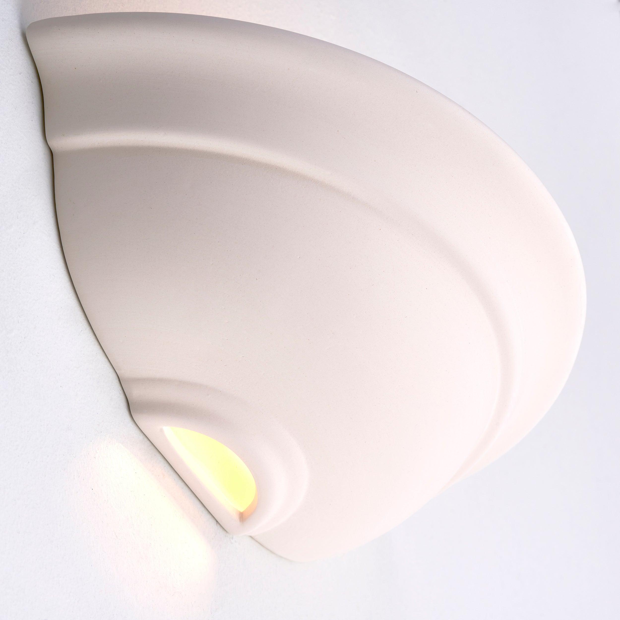 hillside unglazed ceramic wall light by Endon Lighting Living Room Close Up 215