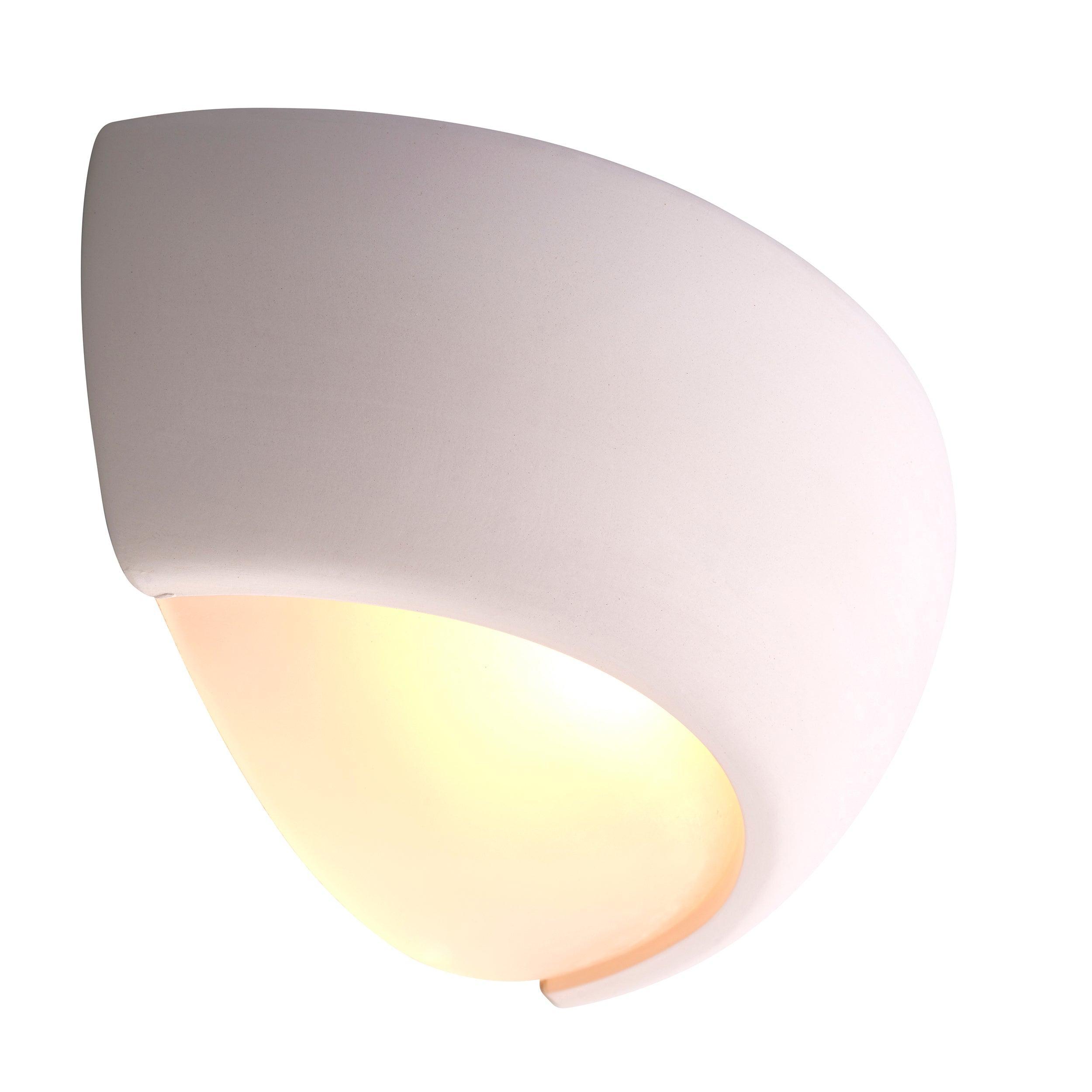 eton unglazed ceramic wall light by Endon Lighting Bedroom Close Up Image