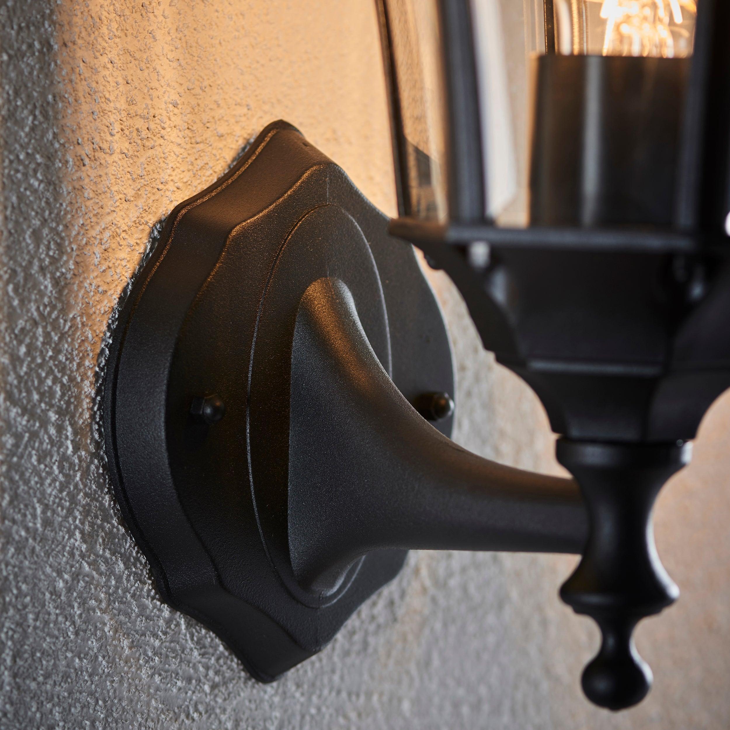 drayton textured black finish outdoor wall light yg 3500 by Endon Lighting Bedroom Close Up Image