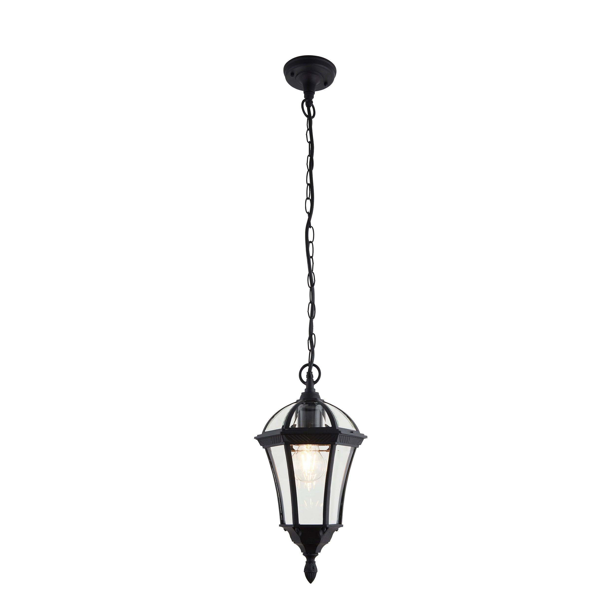 drayton textured black finish outdoor pendant light yg 3503 by Endon Lighting Dining Room Close Up Image