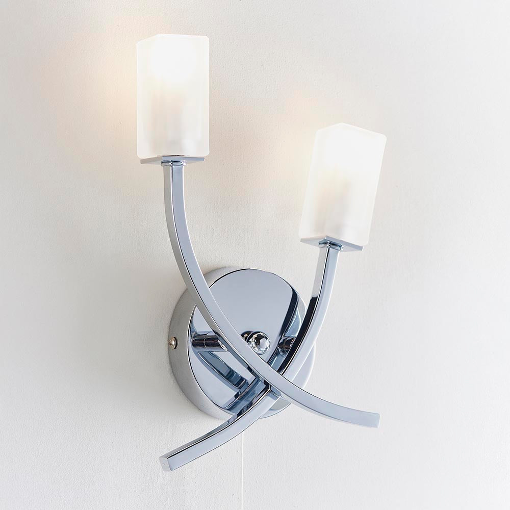 Endon Havana 2 Light Chrome Wall Light
