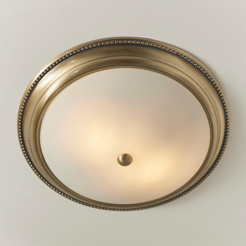 Endon Atlas 2 Light Brass Flush Ceiling Light-WAREHOUSE-40-290626