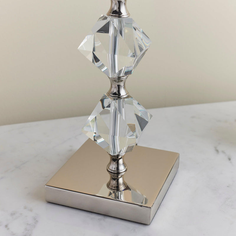 Endon Verdone Clear Crystal Glass & Taupe Silk Table Lamp-Endon Lighting-Living-Room-Tiffany Lighting Direct-[image-position]