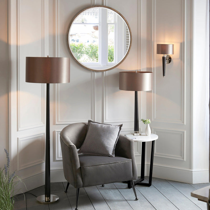 Endon Corvina Walnut Effect Wood Table Lamp With Shade-Endon Lighting-Living-Room-Tiffany Lighting Direct-[image-position]
