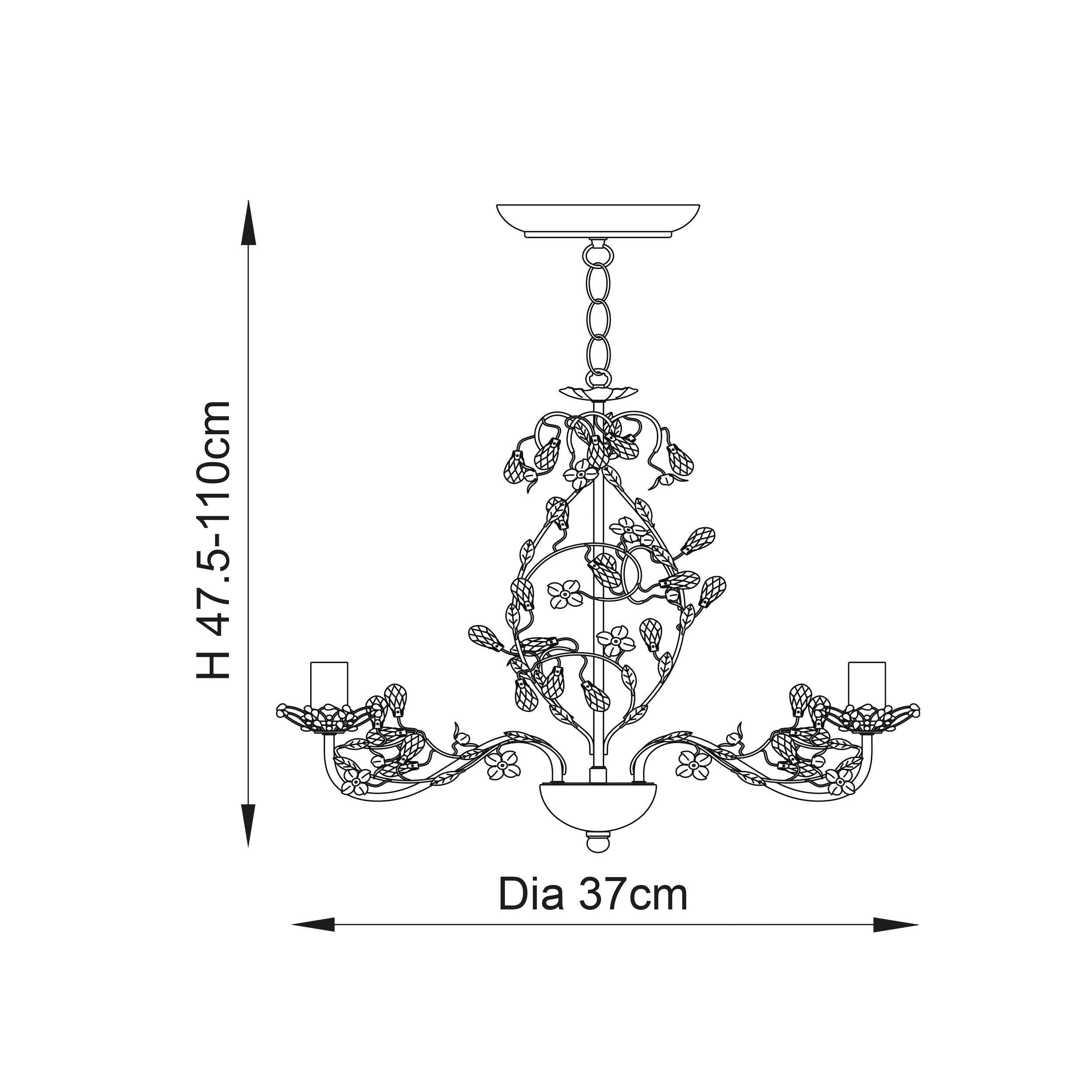 Endon Lullaby Cream & Gold Painted 3 Light Chandelier-Endon Lighting Living room light close up 3Tiffany Lighting Direct