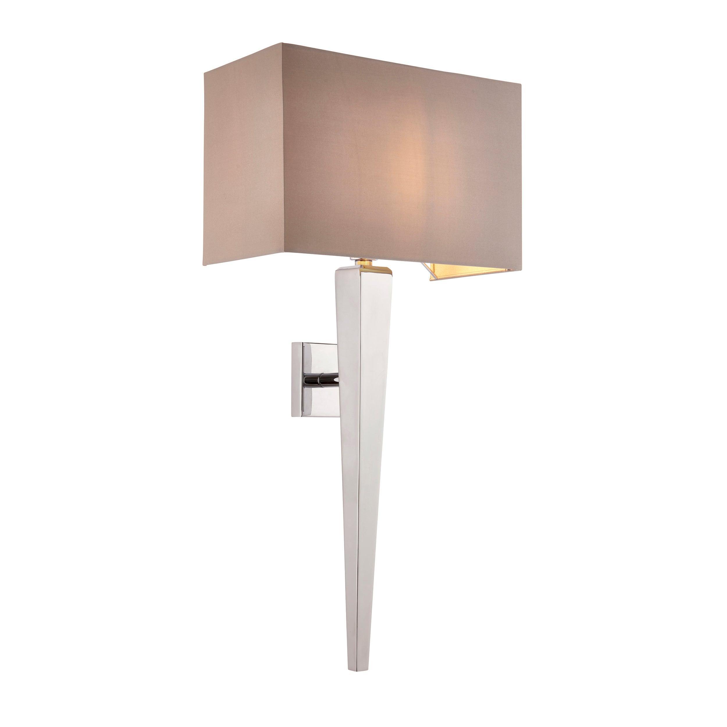 Moreto Chrome & Grey Faux Silk Wall Light - Endon Lighting-OPEN-BOX