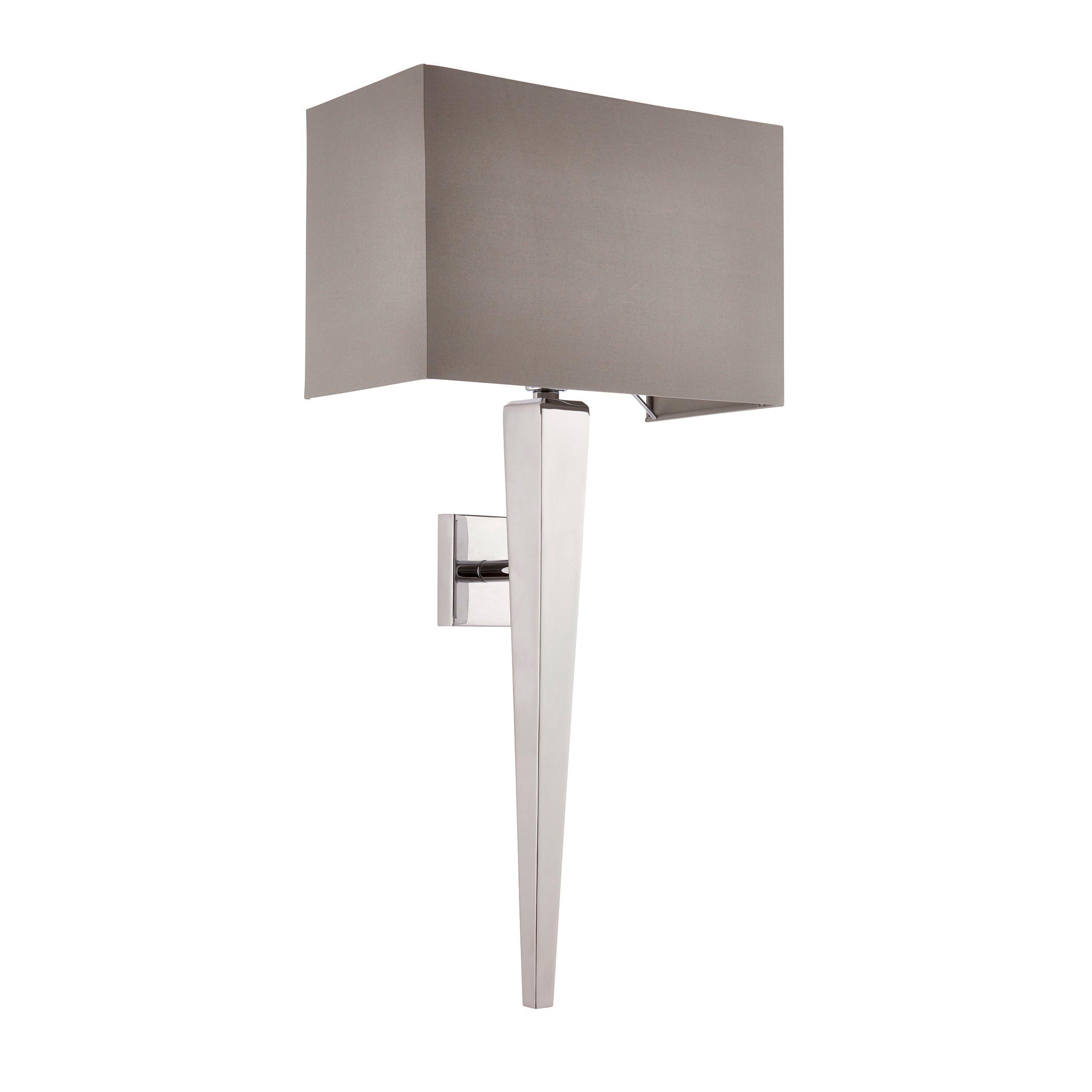 Moreto Chrome & Grey Faux Silk Wall Light - Endon Lighting