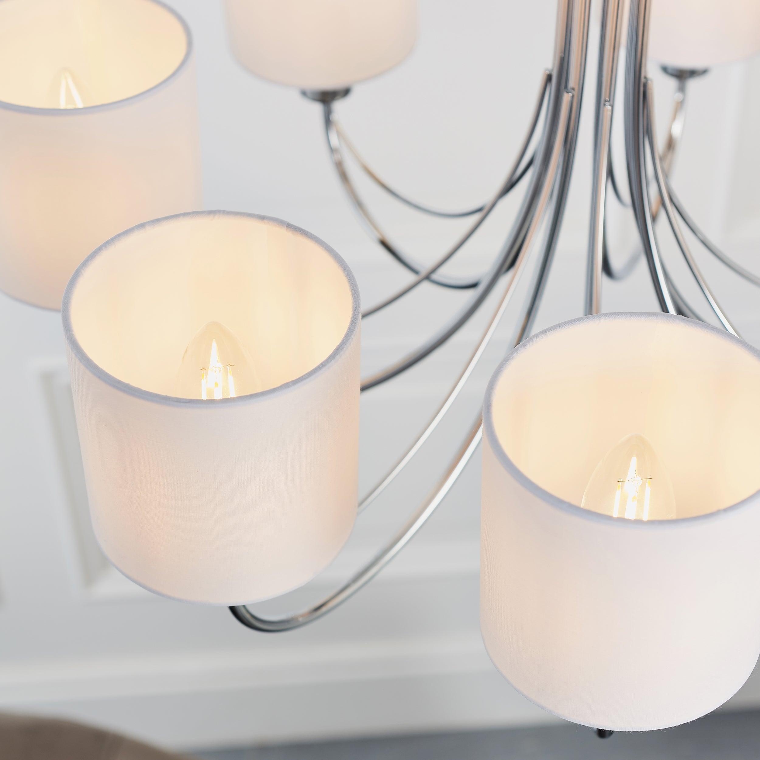 Endon Phantom 7 Arm Chrome Ceiling Pendant Endon Lighting-Ceiling Pendant Lights-Endon Lighting living room close. up unlit Tiffany Lighting Direct