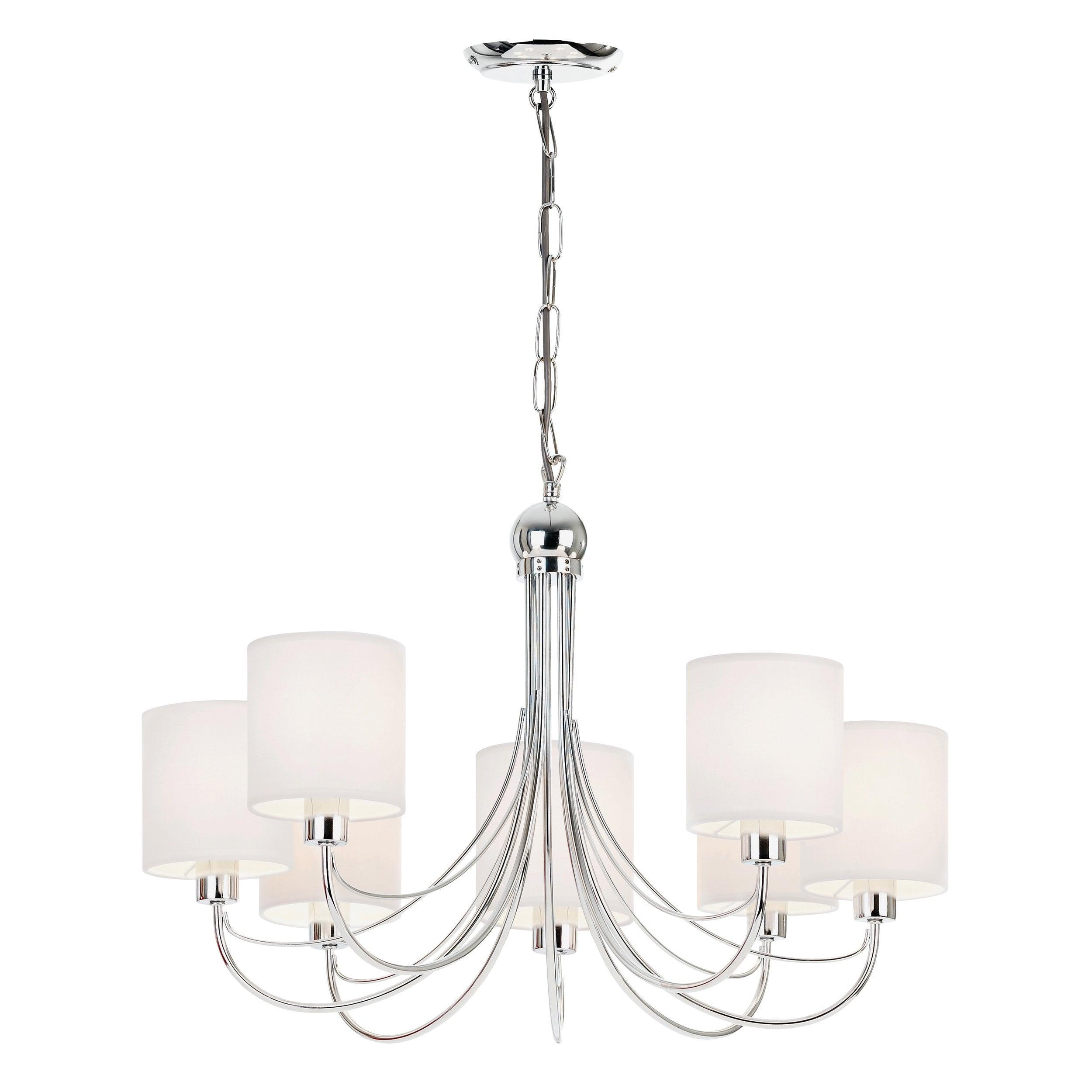 Endon Phantom 7 Arm Chrome Ceiling Pendant Endon Lighting-Ceiling Pendant Lights-Endon Lighting Living room light close up Tiffany Lighting Direct