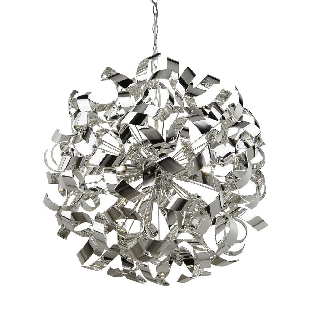 Searchlight Curls 6 Light Chrome Pendant Ceiling Light-Ceiling Pendant Lights-3-Tiffany Lighting Direct