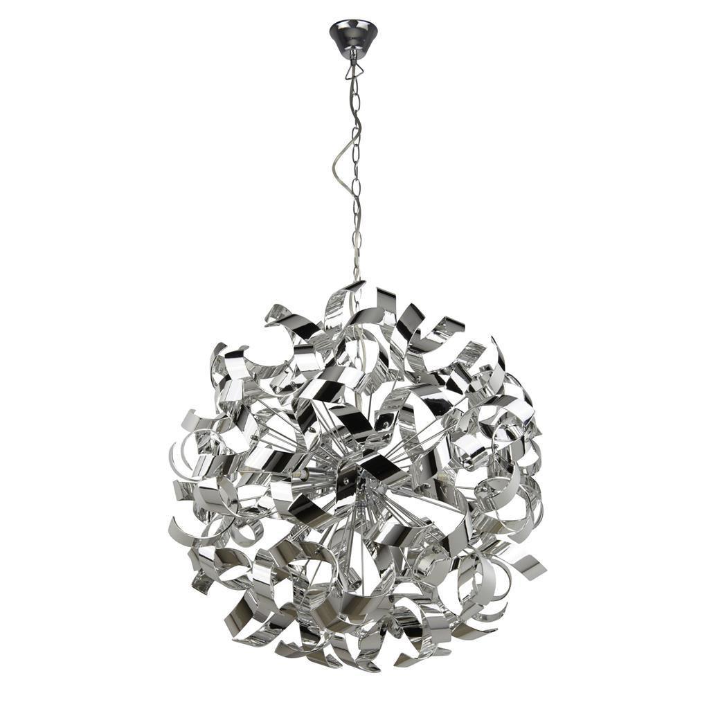 Searchlight Curls 6 Light Chrome Pendant Ceiling Light-Ceiling Pendant Lights-1-Tiffany Lighting Direct