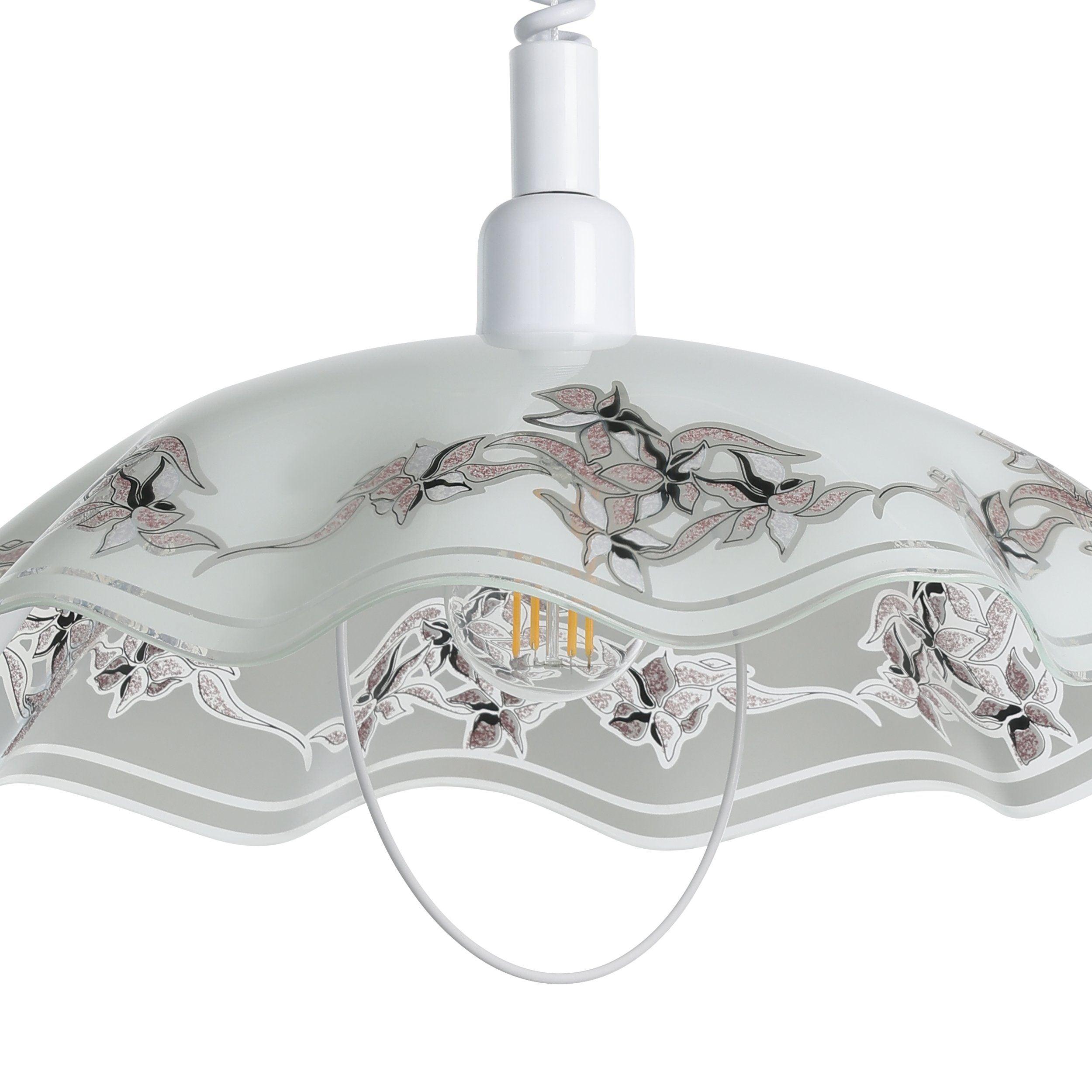 Eglo Vetro Floral Patterned White Glass Ceiling Pendant