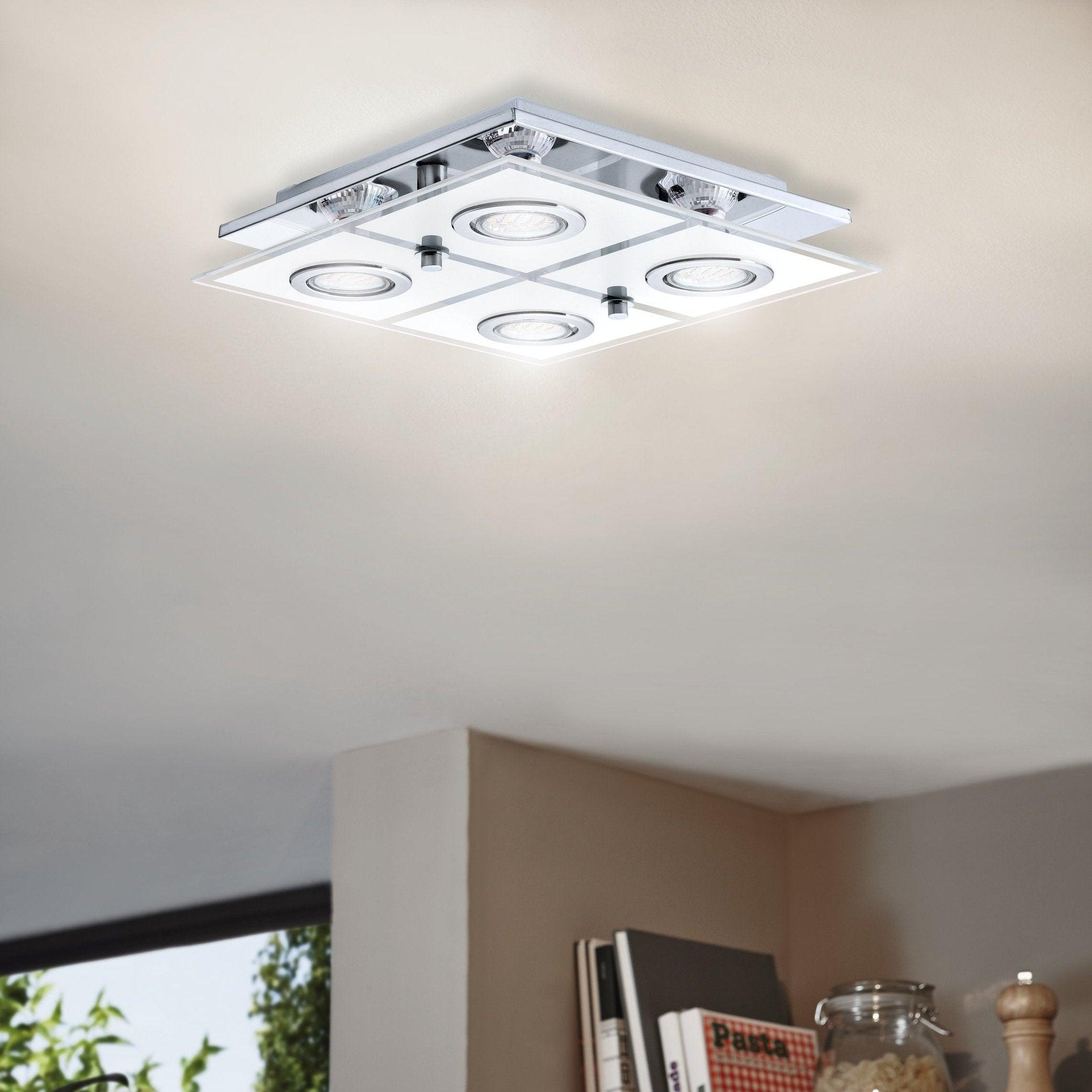eglo cabo flush chrome glass ceiling light