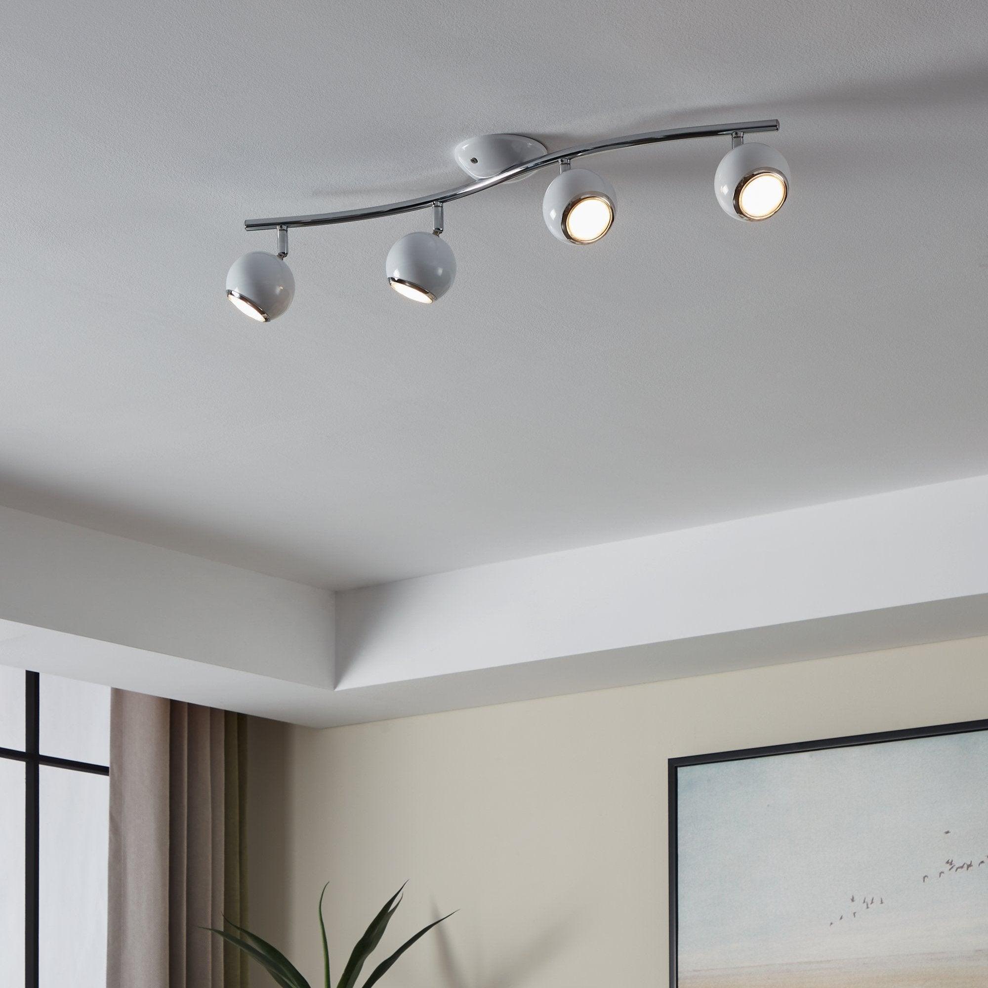 eglo bimeda 4 light white chrome bar spotlight