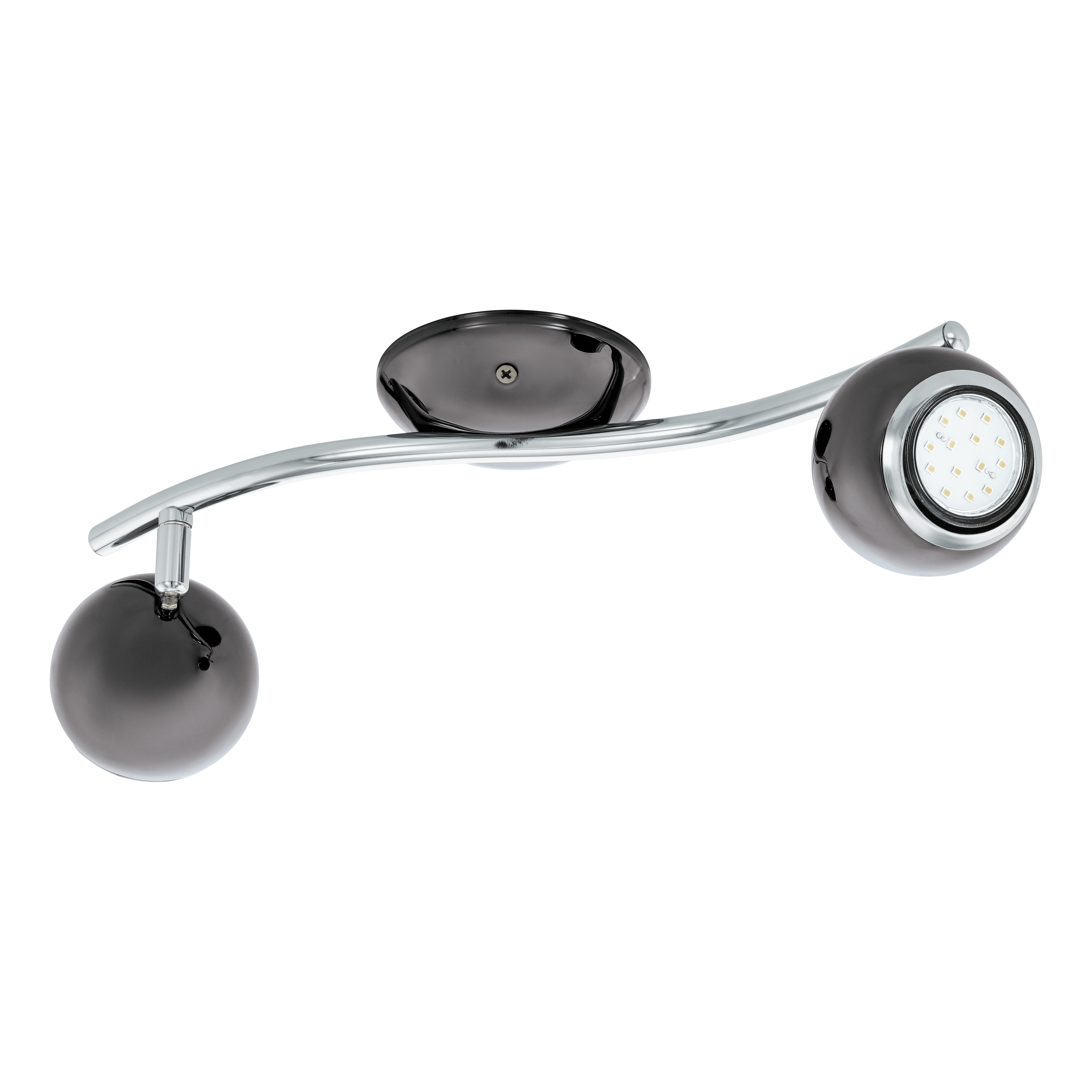 eglo bimeda 2 light black nickel chrome spotlight living room close up