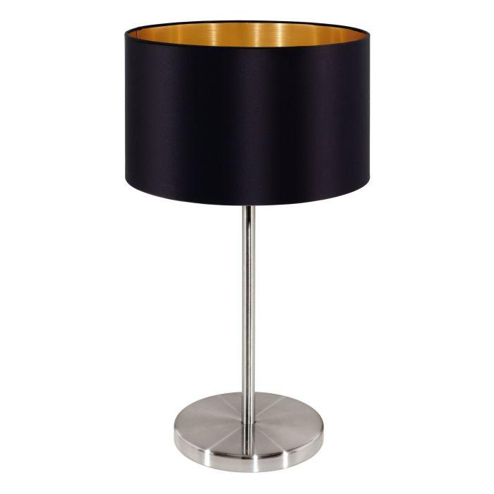 eglo maserlo nickel table lamp with black gold fabric shade living room image