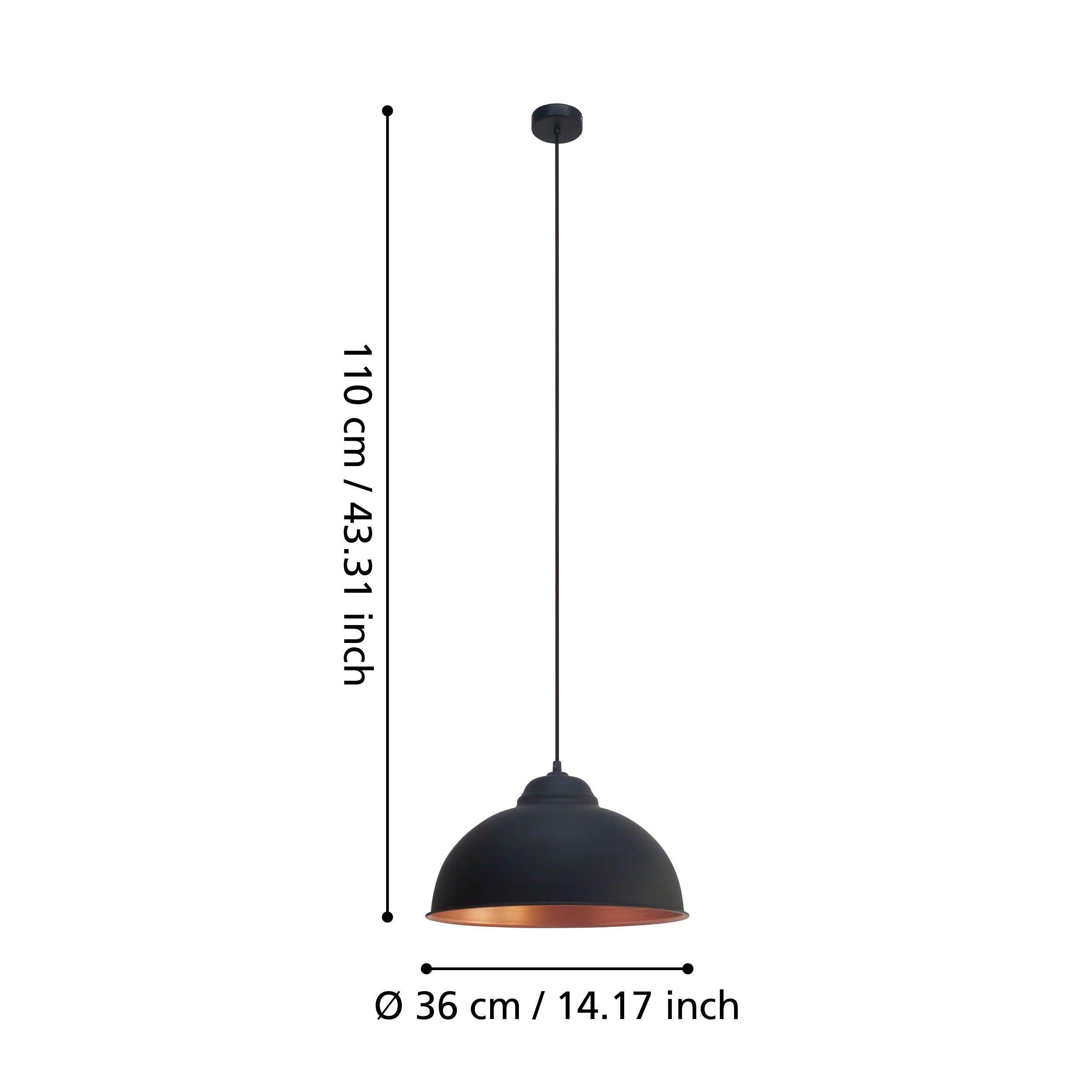 Eglo Truro 2 Black & Copper Ceiling Pendant