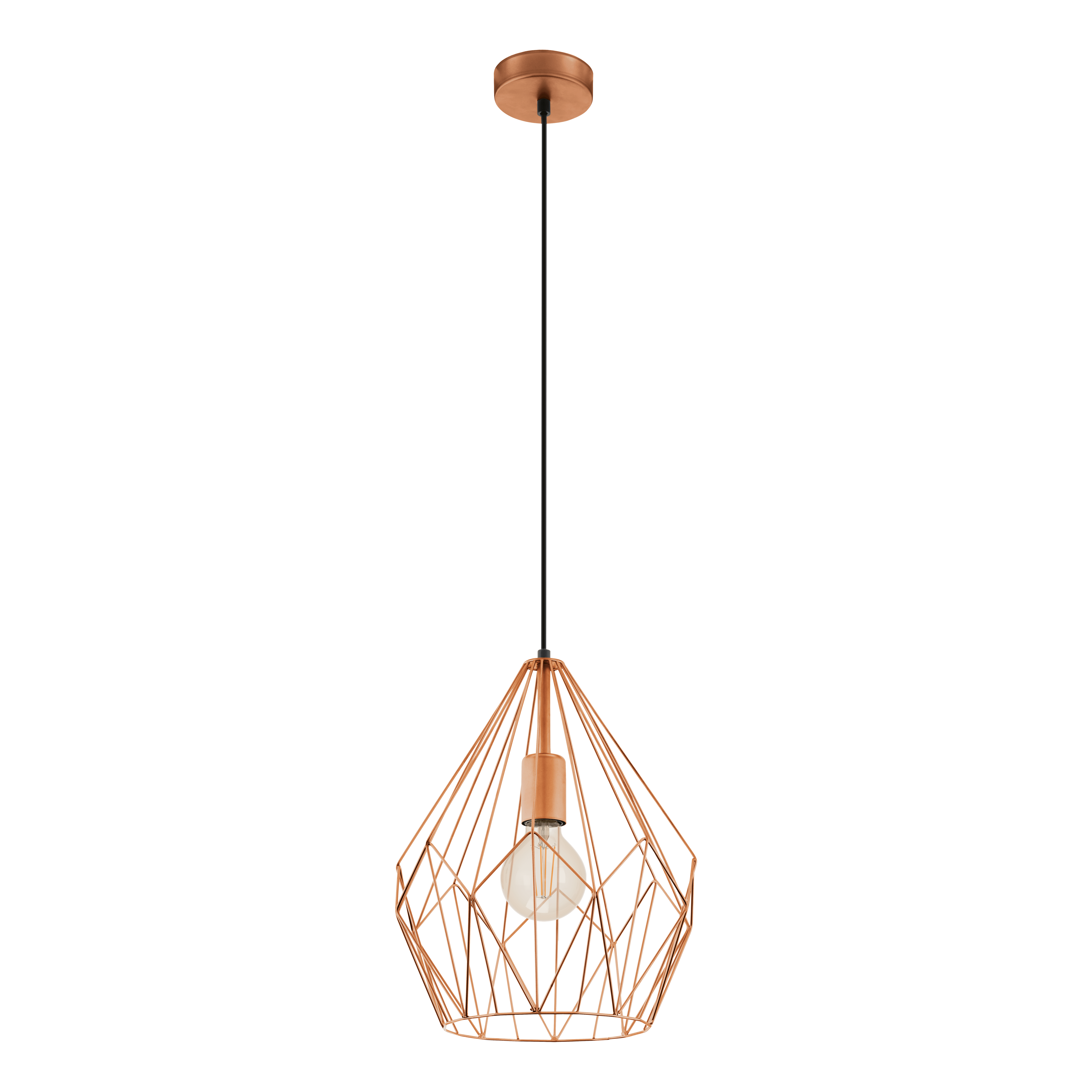 eglo carlton copper diamond shaped wire caged ceiling pendant