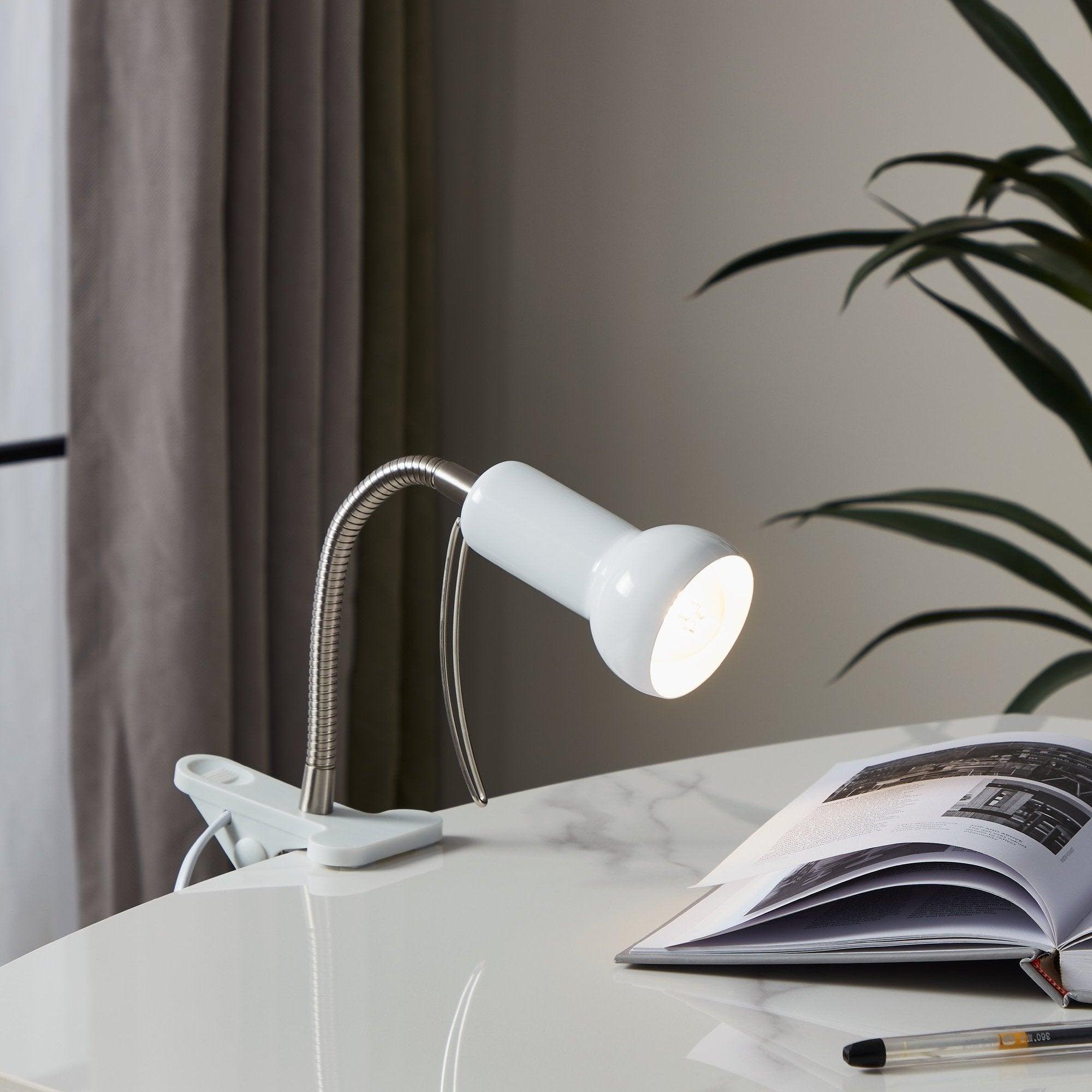 eglo fabio white table clamp task lamp