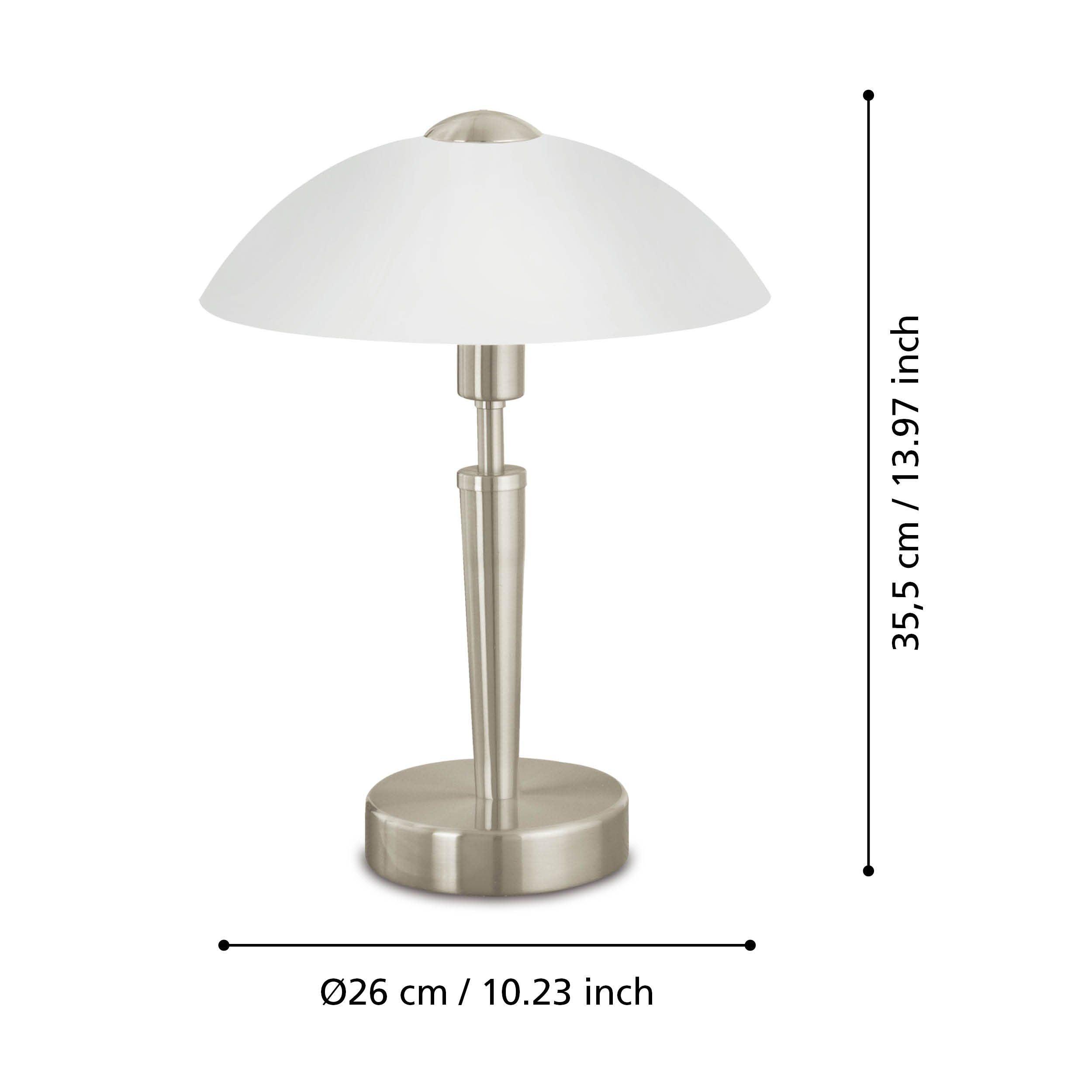 Eglo Solo 1 Nickel Touch Table Lamp - Satin Glass Shade