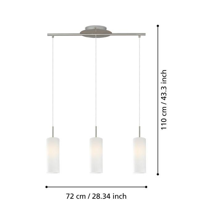 Eglo Troy 3 Three Light White Satin Glass & Nickel Ceiling Pendant