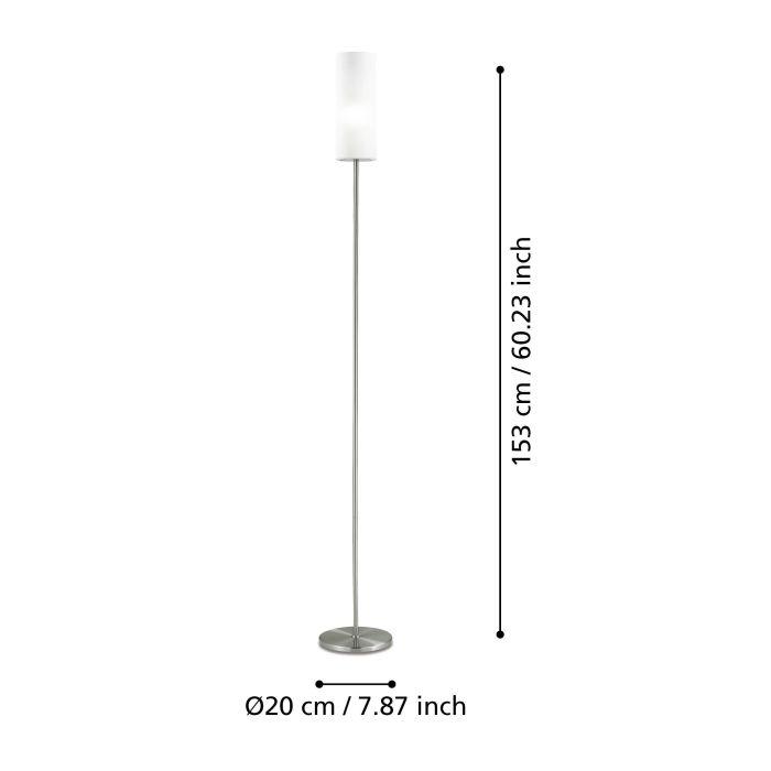 Eglo Troy 3 Nickel Floor Lamp With White Glass Shade
