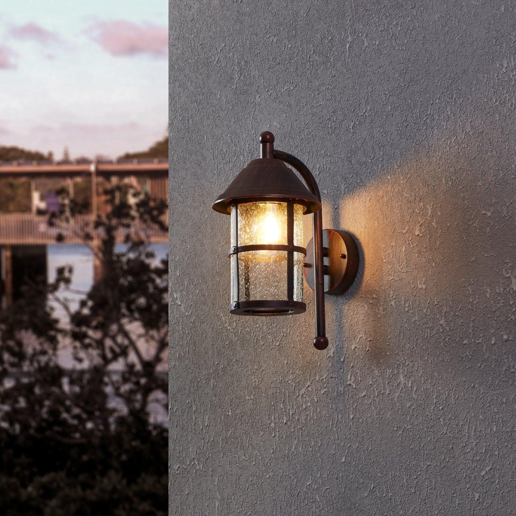 eglo san telmo ip23 antique brown outdoor wall light