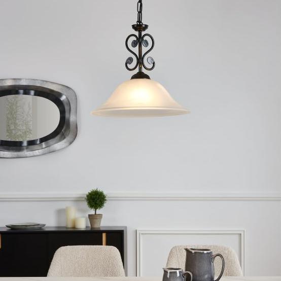 eglo murcia white alabaster black metal chain ceiling pendant