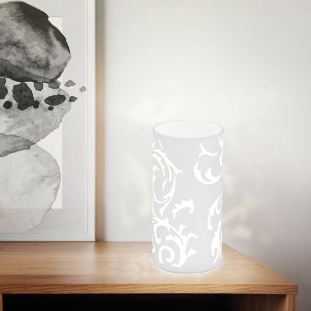 eglo geo white glass floral table lamp