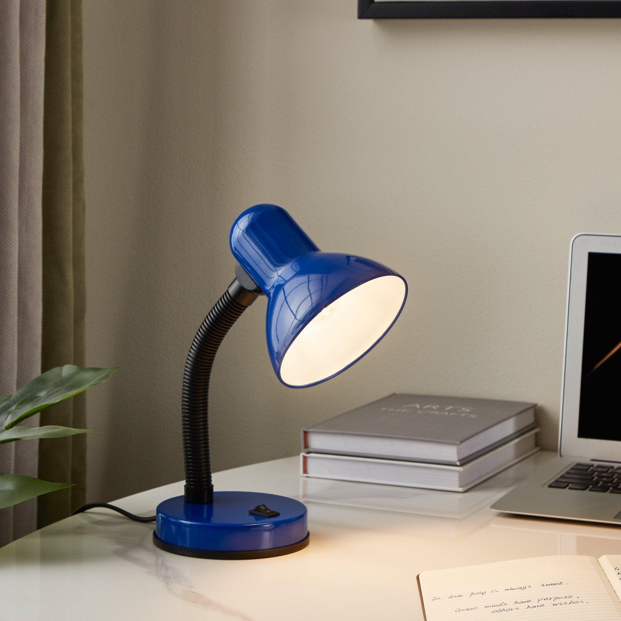 eglo basic adjustable blue metal desk lamp