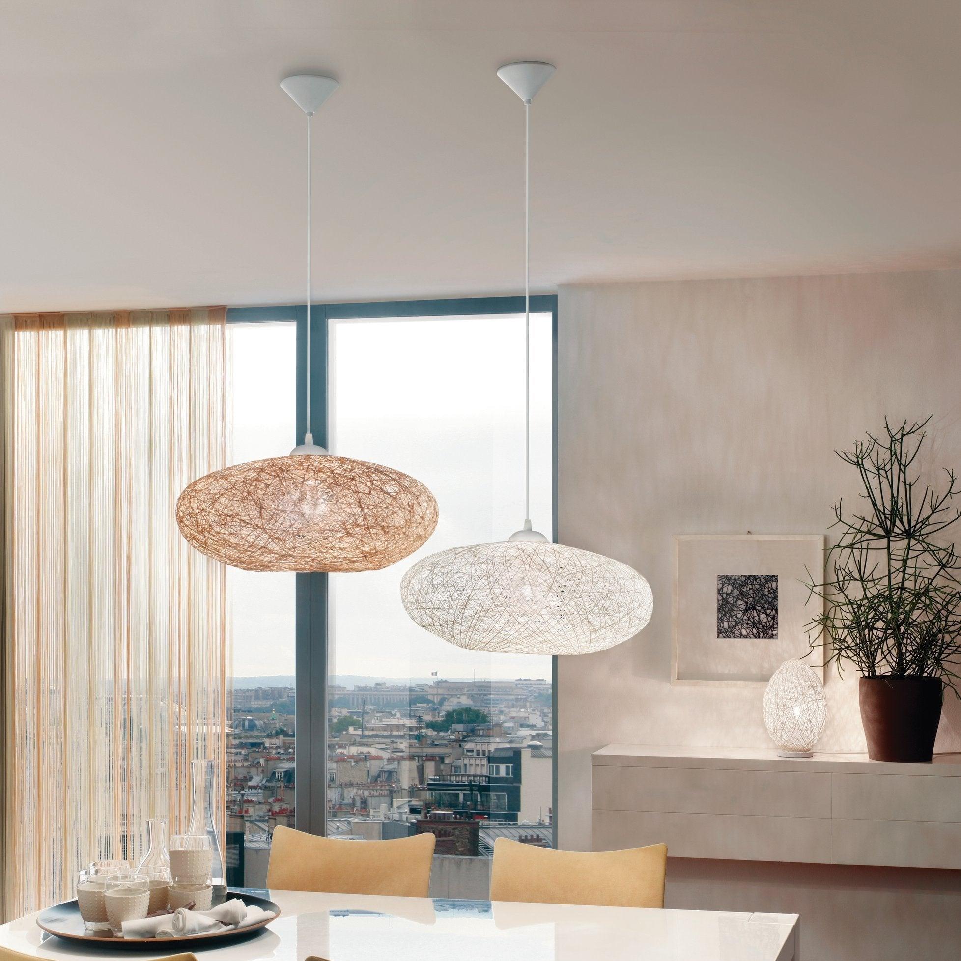 eglo campilo beige paper lampshade ceiling pendant living room image