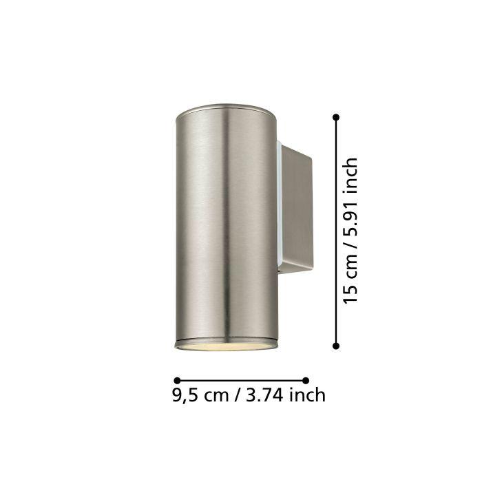eglo riga stainless steel ip44 down outdoor wall light living room close up