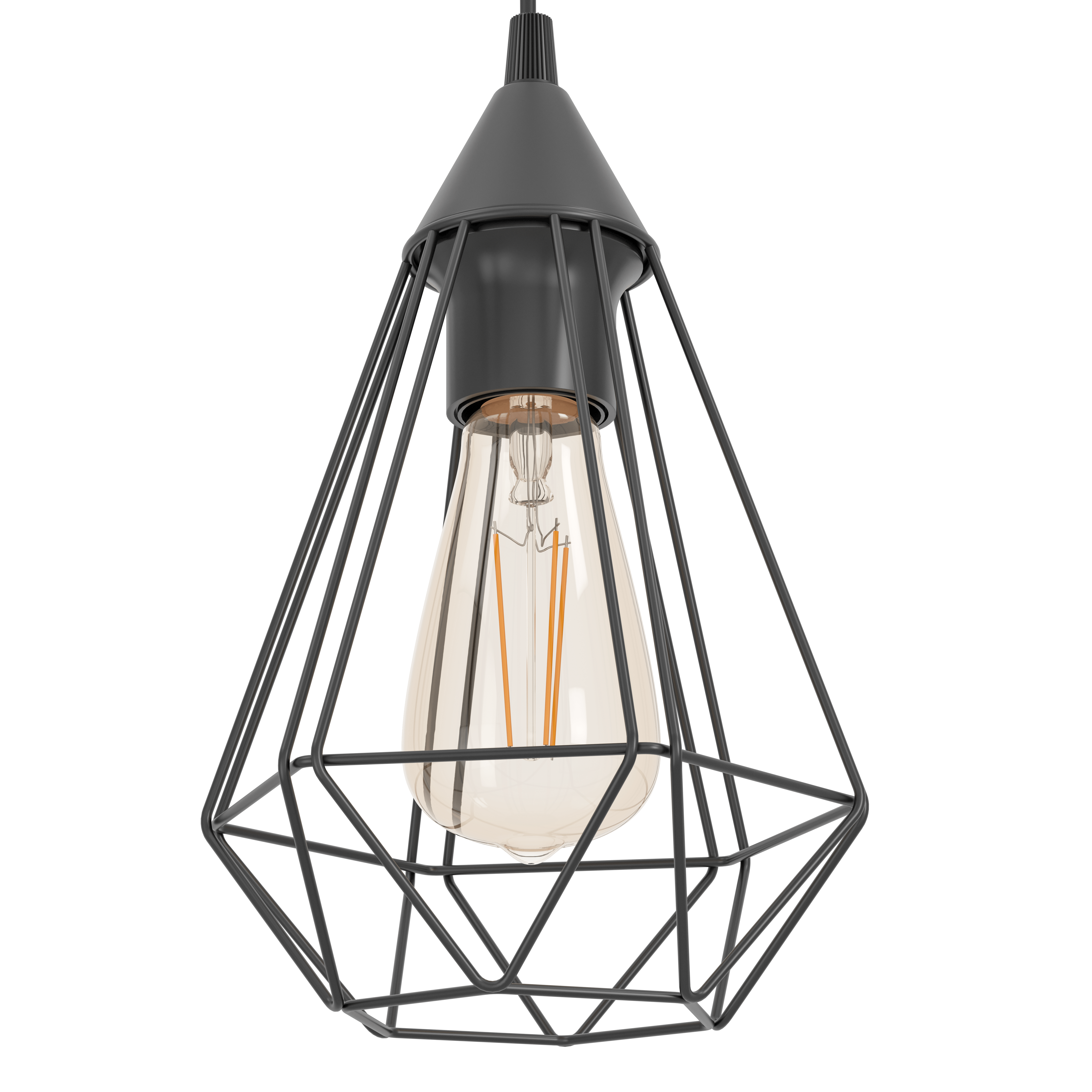 Eglo Tarbes 3 Light Black Metal Wire Shaded Ceiling Pendant