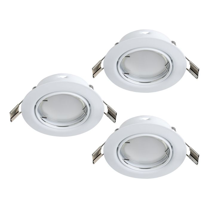 Eglo Peneto Set of 3 White Recessed Downlights 7.8cm — close-up detail